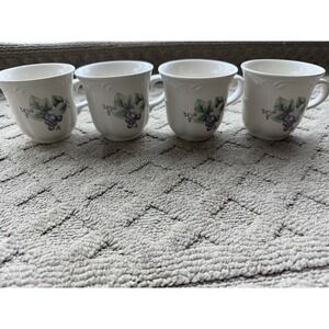 Pfaltzgraff GRAPEVINE Coffee Tea Cup Mug Purple Grapes Lot Set of 4